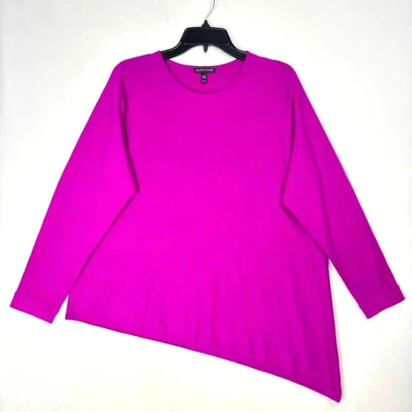 Eileen Fisher 100% Cashmere Soft Lightweight Sweater Top Pink Barbie Women's XS - Picture 5 of 16